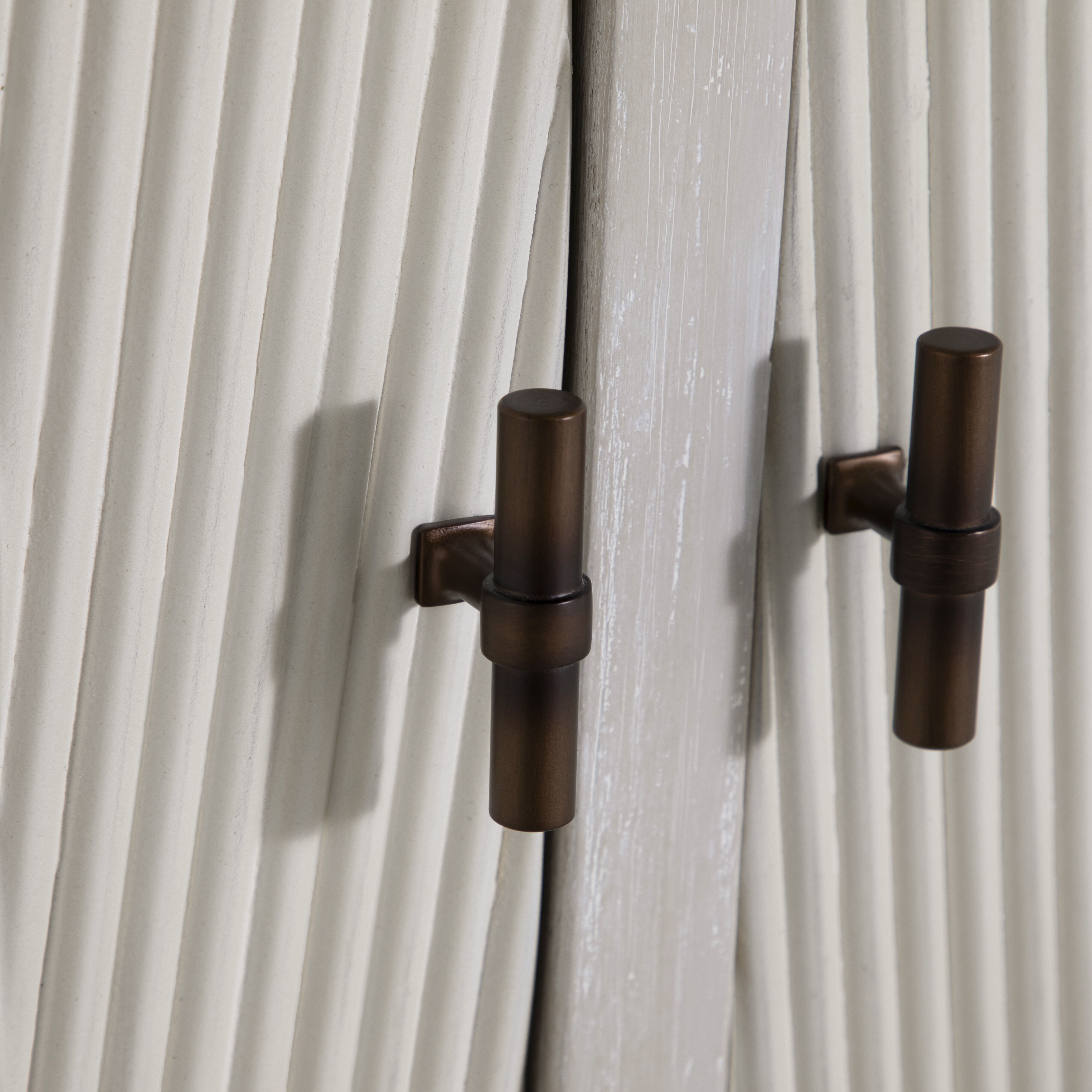 Isaac Cerused White and Sesame White Long Cabinet