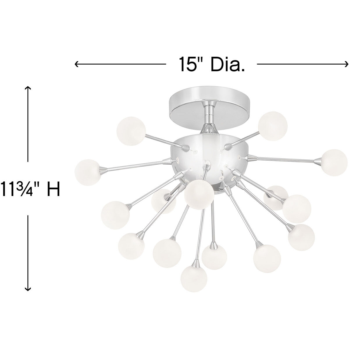 Impulse LED 15 inch Polished Chrome Semi-Flush Mount Ceiling Light