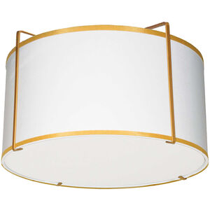 Trapezoid 2 Light 12 inch Gold with White Flush Mount Ceiling Light