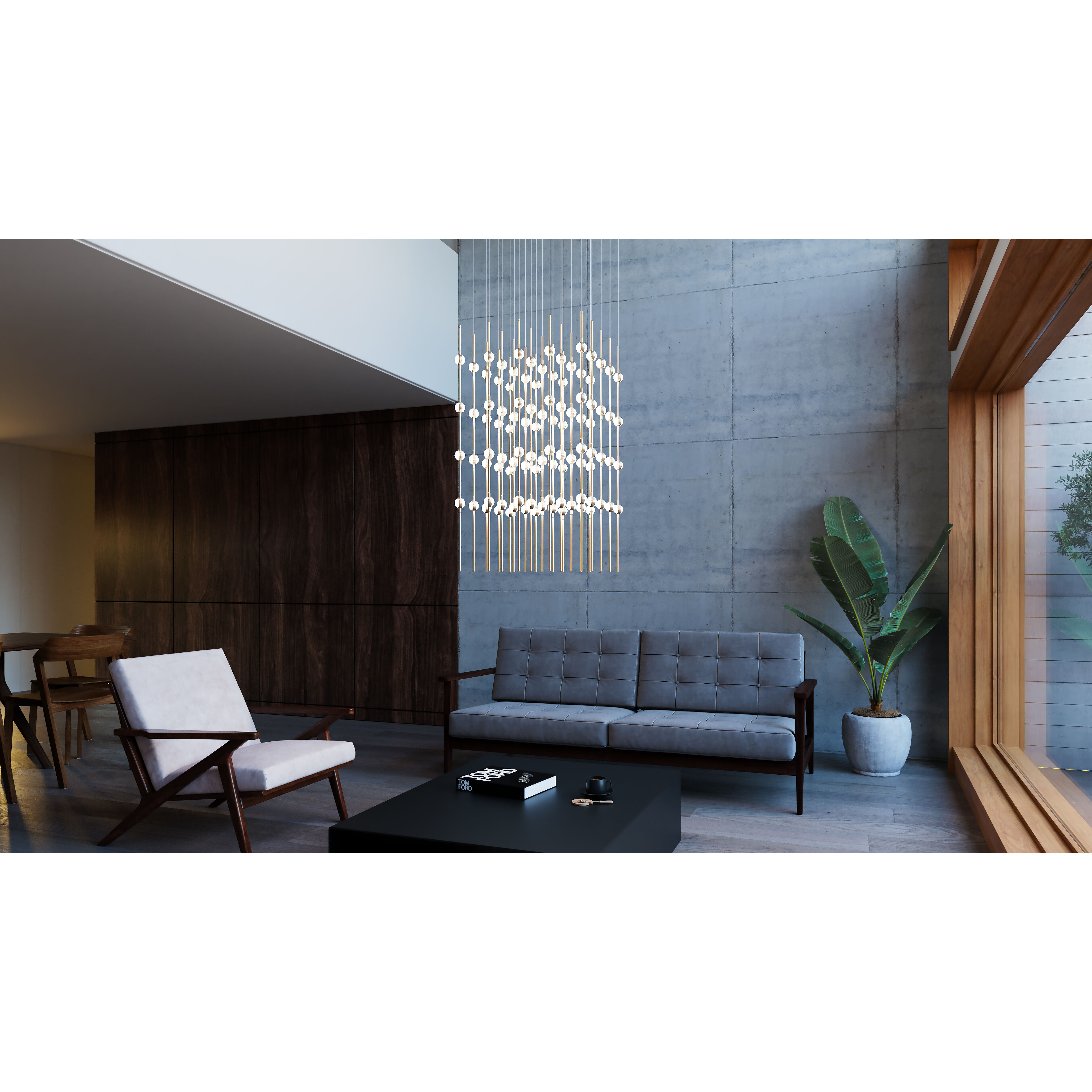 Constellation Cosmic Cube LED 20.5 inch Satin Brass Chandelier Ceiling Light in 3000K, 20 ft. Cord, Clear Faceted Acrylic
