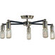Nebula 5 Light 22 inch Polished Nickel with Matte Black Accents Semi-Flush Mount Ceiling Light