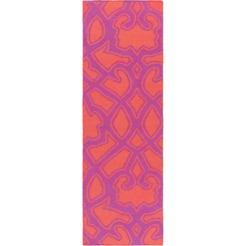 Paddington 36 X 24 inch Burnt Orange, Bright Purple Rug