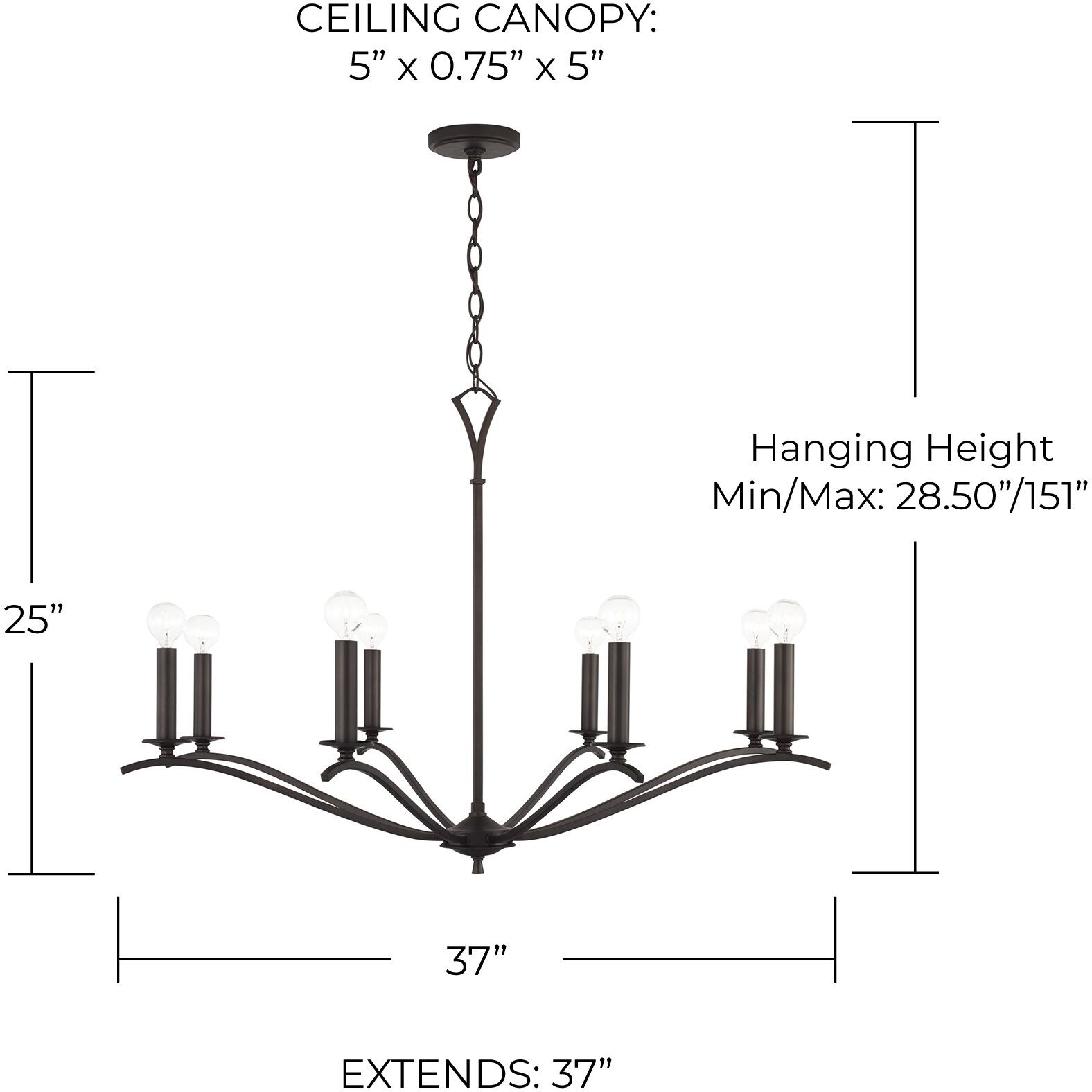 Jaymes 8 Light 37 inch Old Bronze Chandelier Ceiling Light