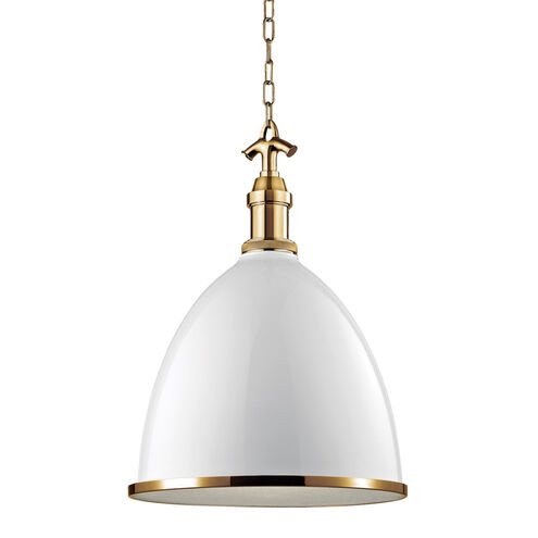 Viceroy 1 Light 17 inch White / Aged Brass Pendant Ceiling Light