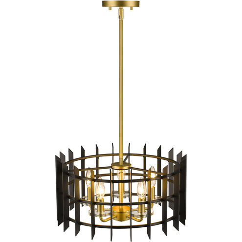 Haake 5 Light 17.38 inch Satin Brass Pendant Ceiling Light
