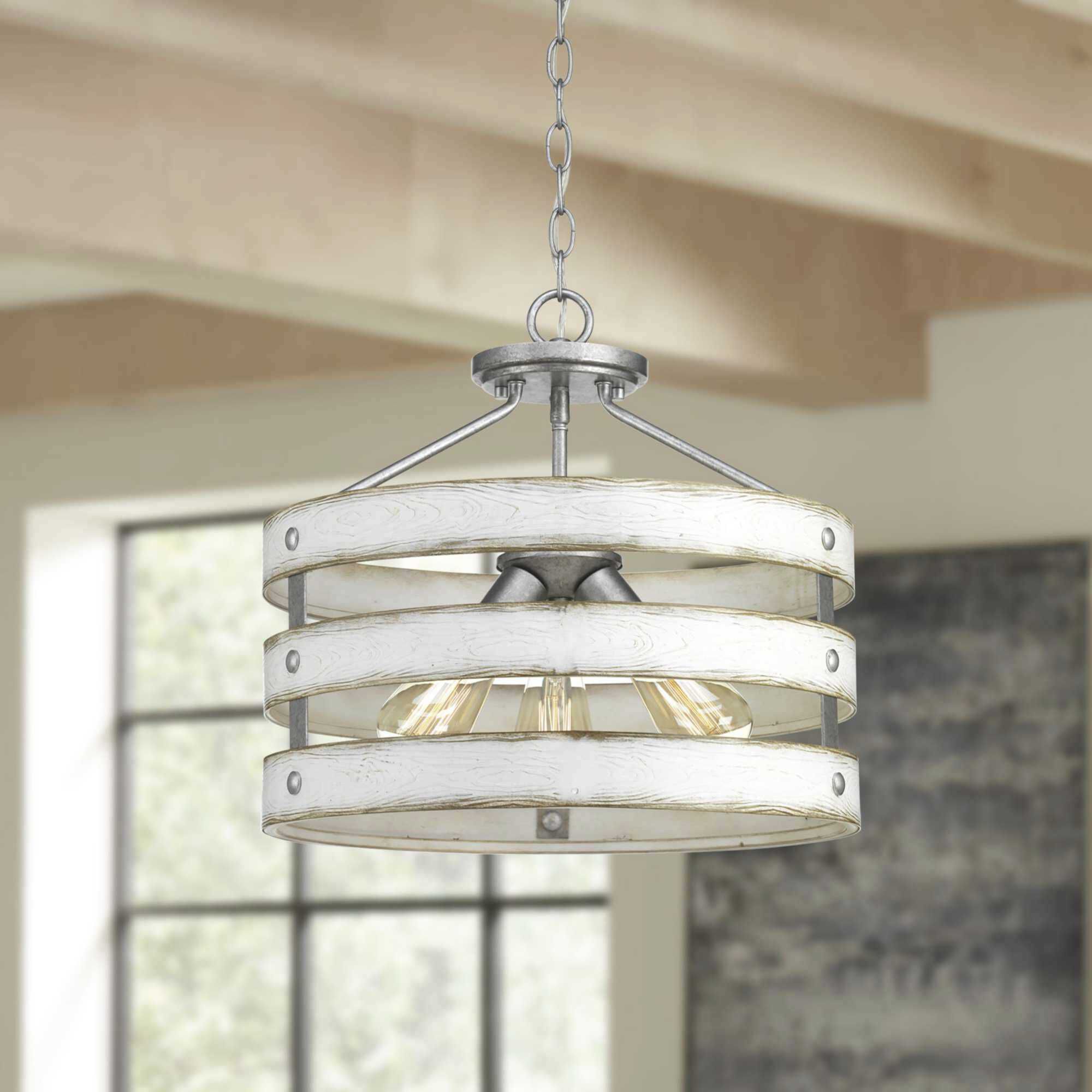 Gulliver 3 Light 17 inch Galvanized Semi-Flush Mount Convertible Ceiling Light