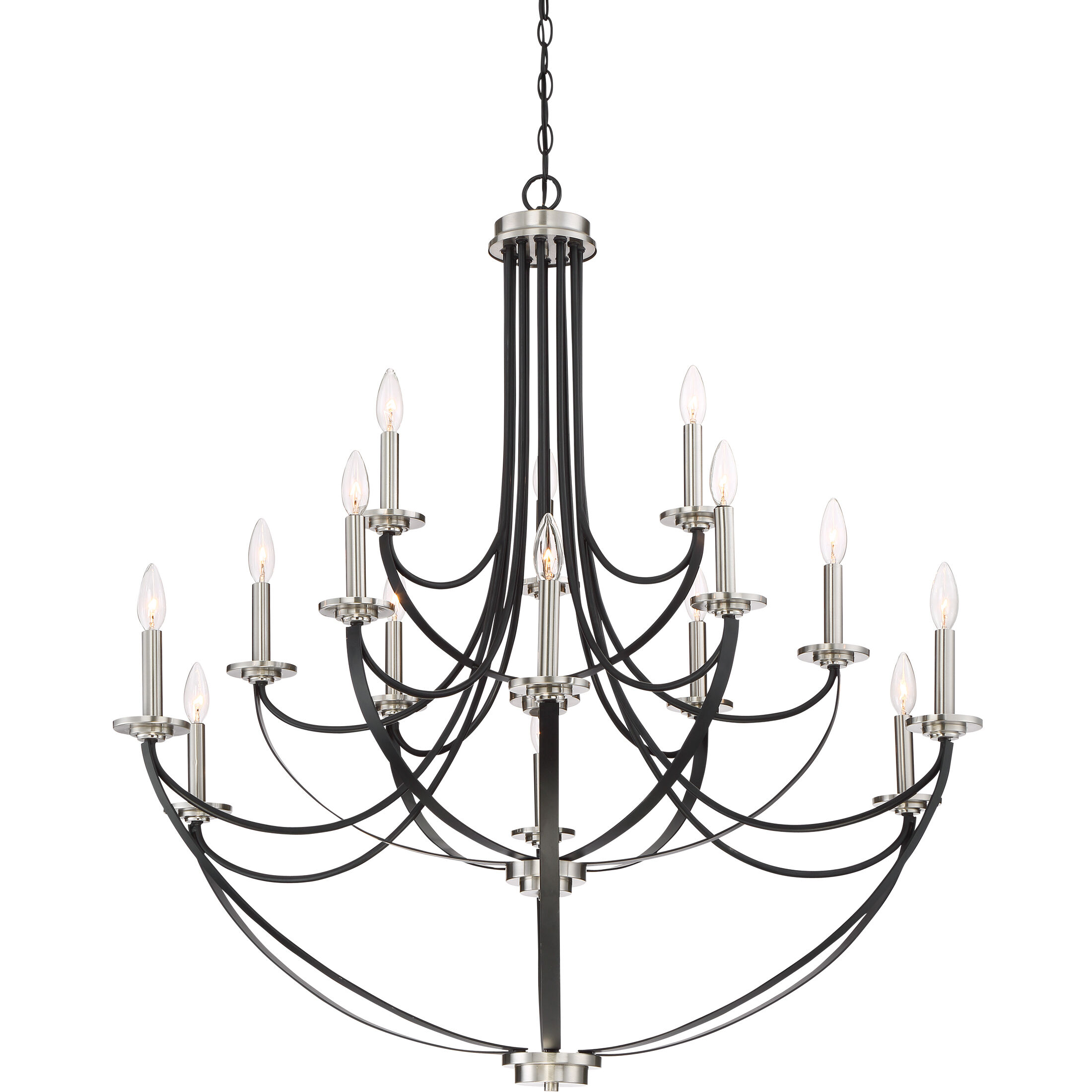 Alana 15 Light 41 inch Mystic Black Chandelier Ceiling Light, Three Tier
