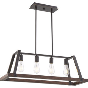 Outrigger 4 Light 11 inch Mahogany Bronze and Nutmeg Wood Pendant Ceiling Light