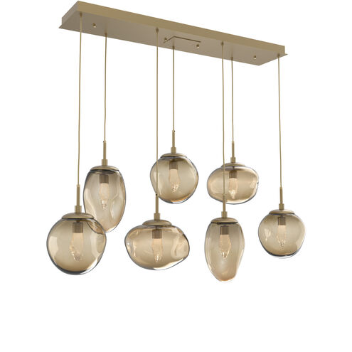 Cosmos LED LED 50.3 inch Gilded Brass Linear Pendant Ceiling Light in 2700K LED, Geo Inner - Bronze Outer, Multi-Port