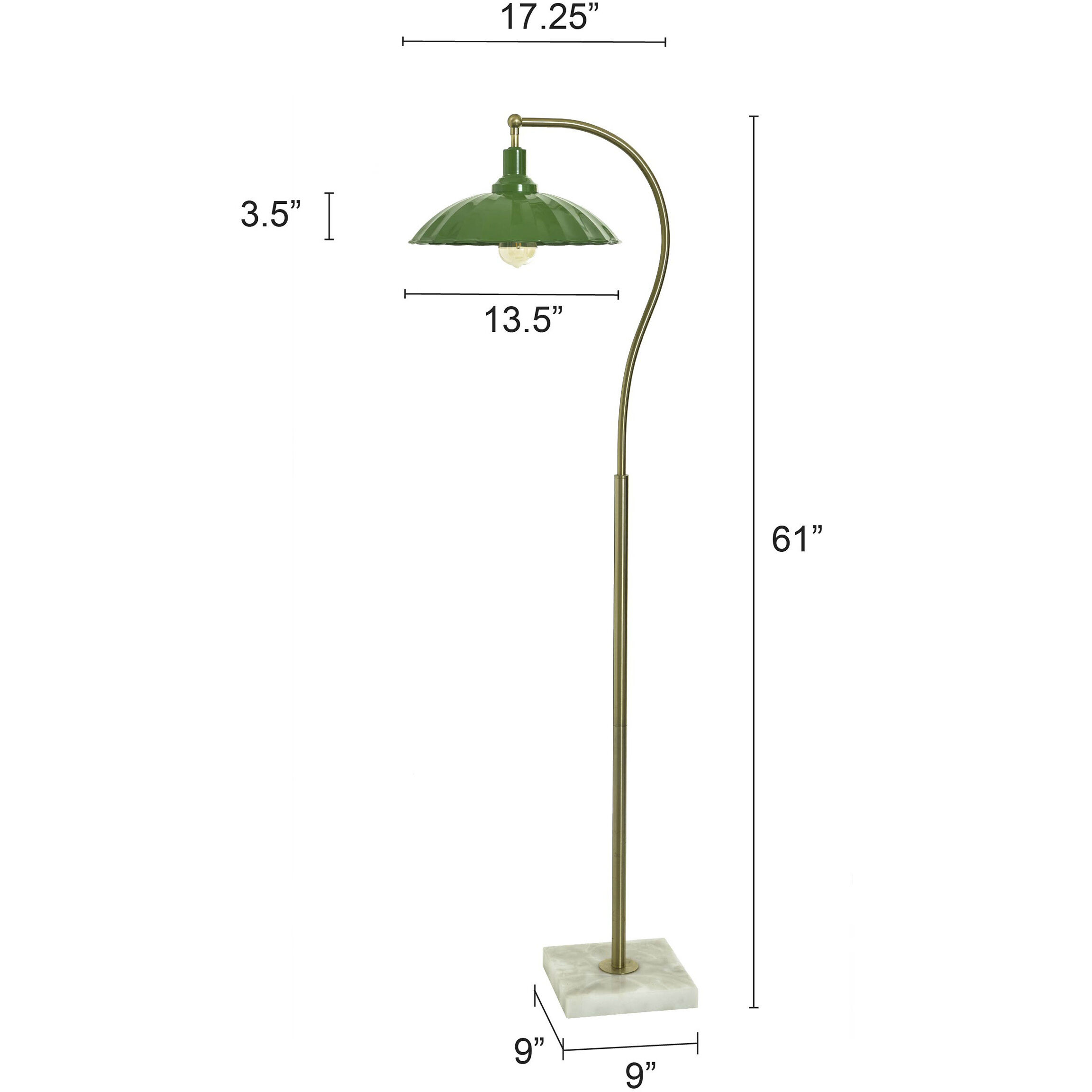 Penelope 61 inch 60 watt White Marble and Polished Brass Floor Lamp Portable Light