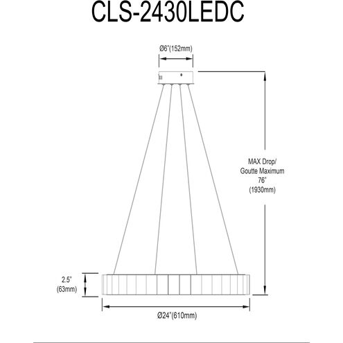 Celeste LED 24 inch Matte Black Chandelier Ceiling Light