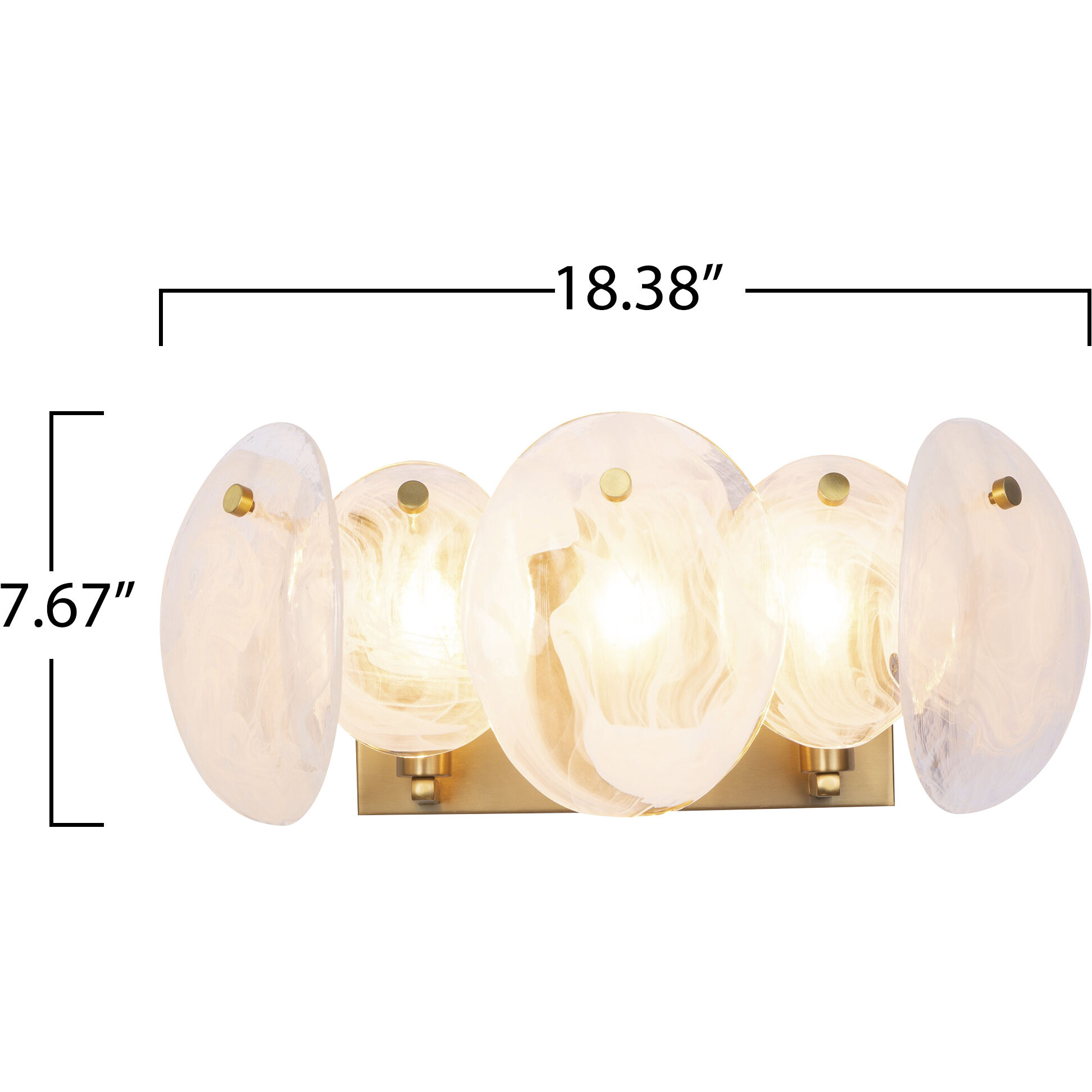 Lily 3 Light 18.38 inch Brushed Brass Bathroom Vanity Wall Light