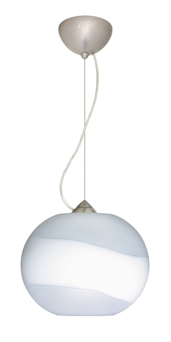 Luna LED Satin Nickel Pendant Ceiling Light in Opal Frost Glass
