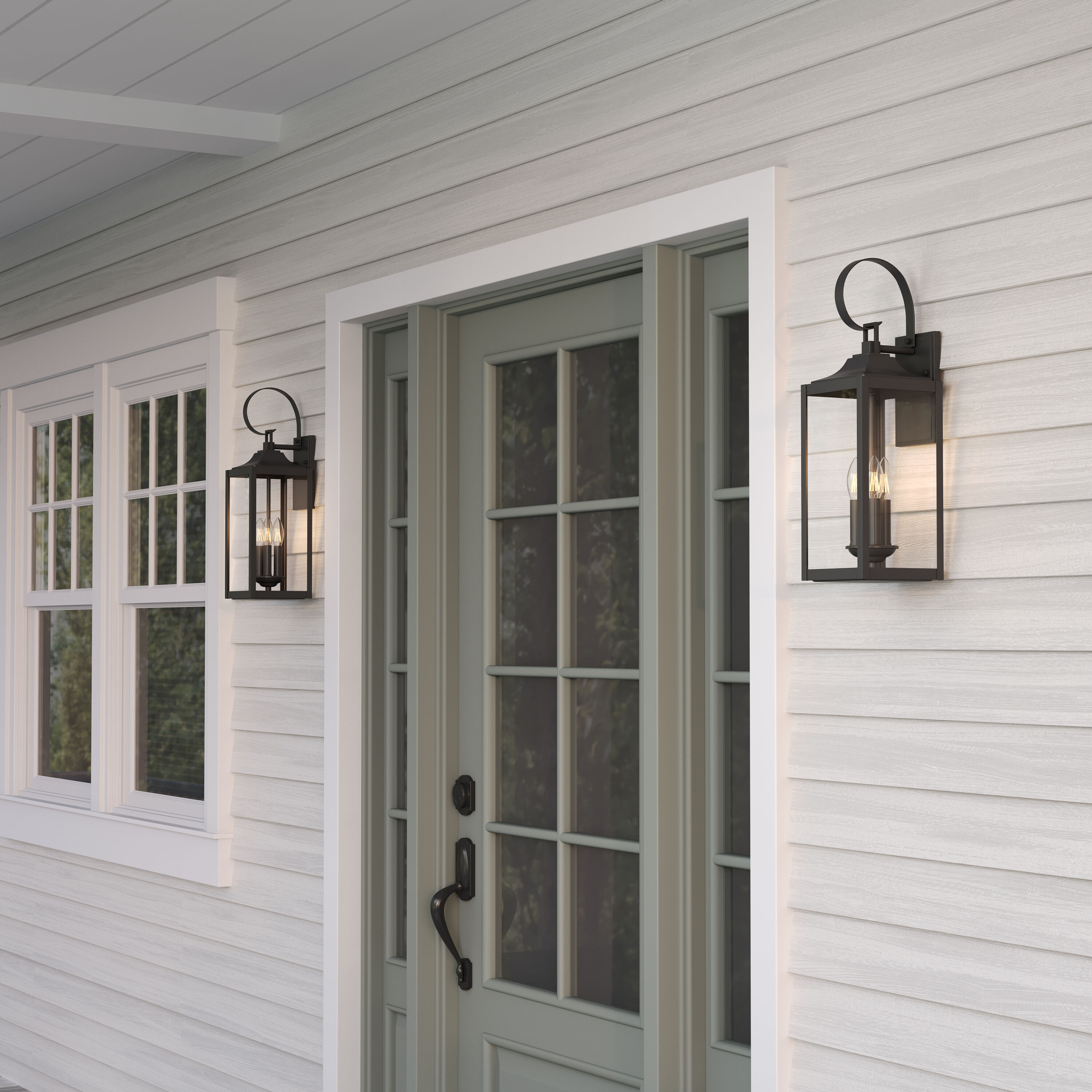 Halston 3 Light 23.25 inch Powder Coated Black Outdoor Wall Sconce