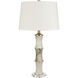Island Cane 30 inch 150.00 watt White with Antique Brass and Clear Table Lamp Portable Light, Short