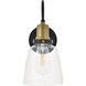 Felicity 1 Light 6 inch Brass and Black Wall Sconce Wall Light