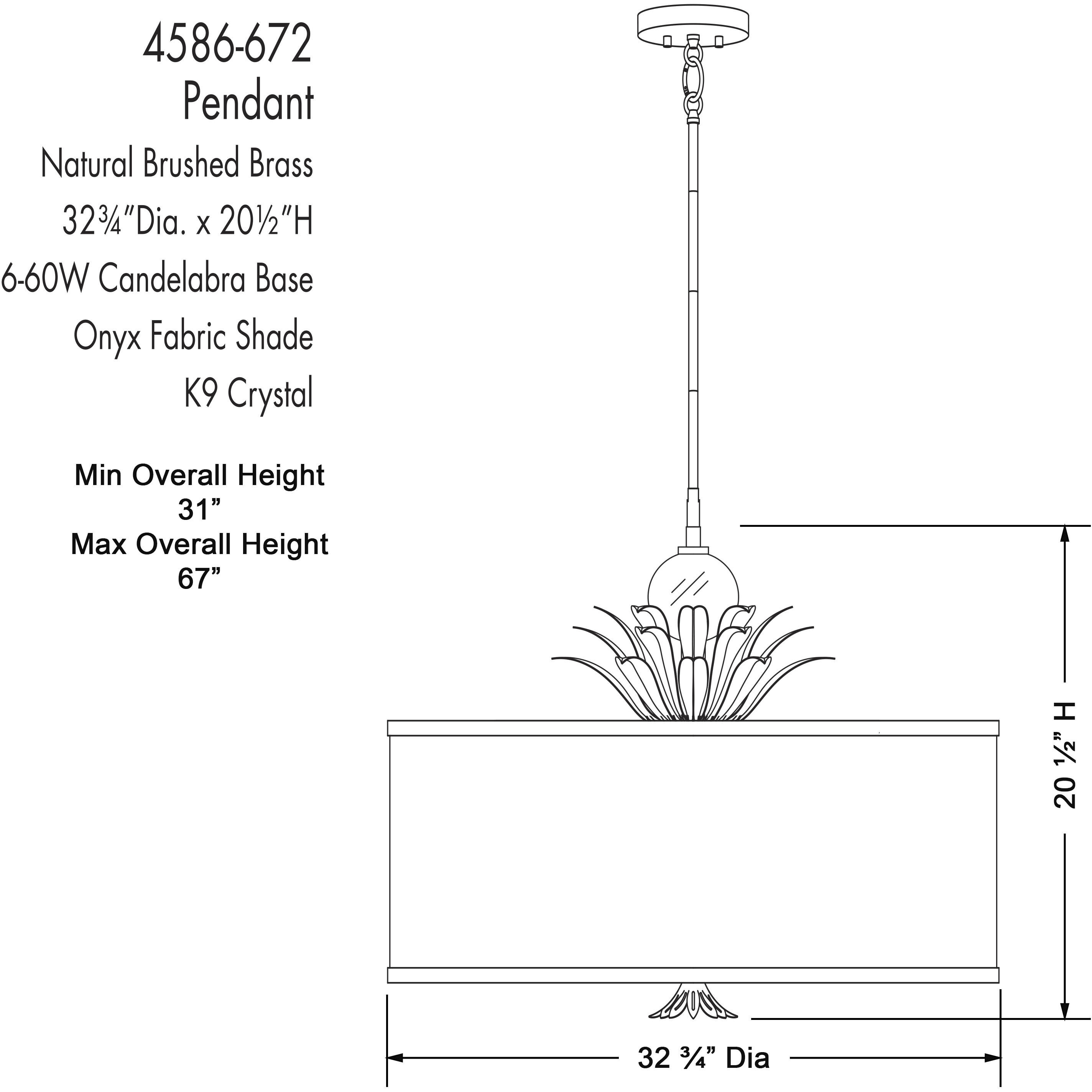 Caprio 6 Light 32.63 inch Natural Brushed Brass Pendant Ceiling Light
