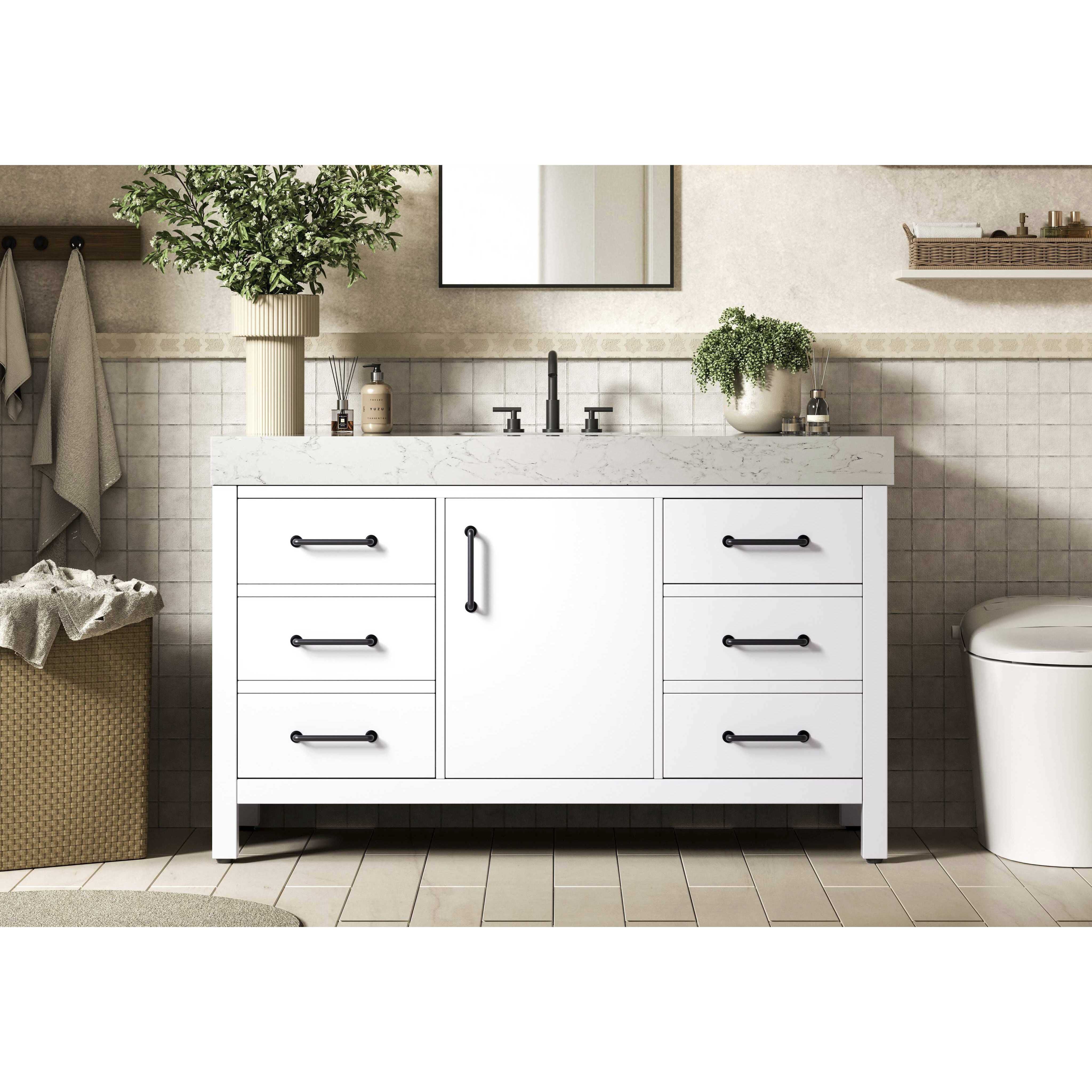 Nathan 54 X 34 inch White Bathroom Vanity Cabinet