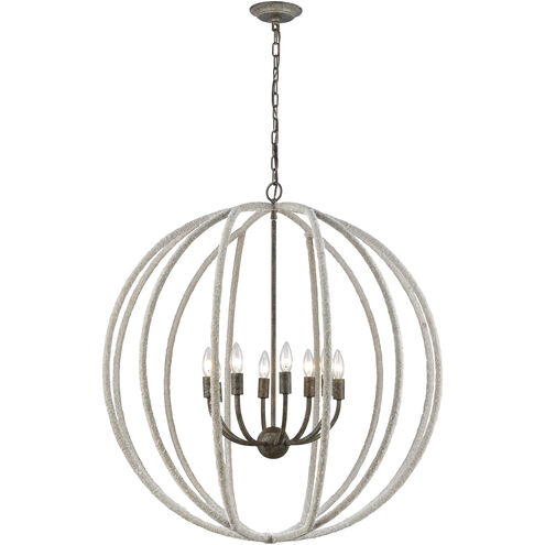 Lasso 8 Light 32 inch Gray with Brown Gray Chandelier Ceiling Light