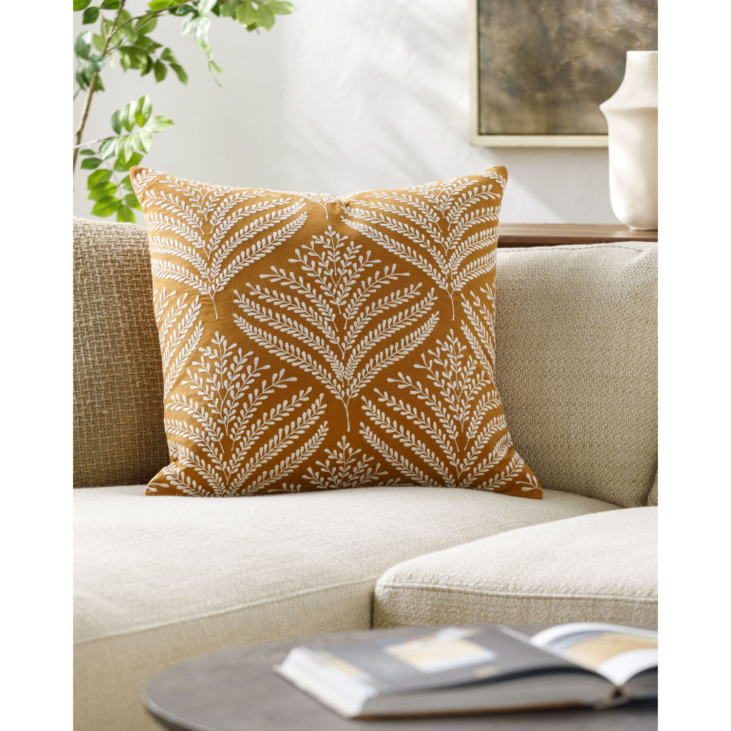 Eliana 18 X 18 inch Camel / Cream Accent Pillow