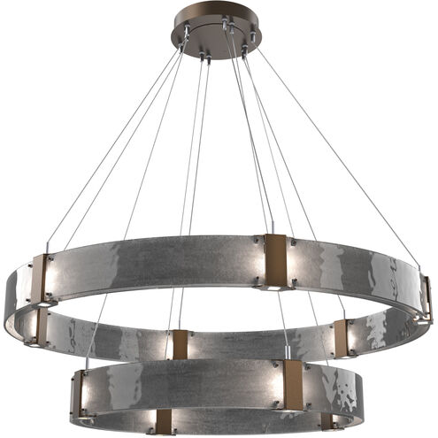 Parallel LED Flat Bronze Chandelier Ceiling Light, Two-Tier Ring