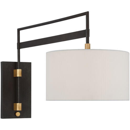 Ray Booth Gael LED 14 inch Warm Iron and Antique Brass Articulating Wall Light, Large