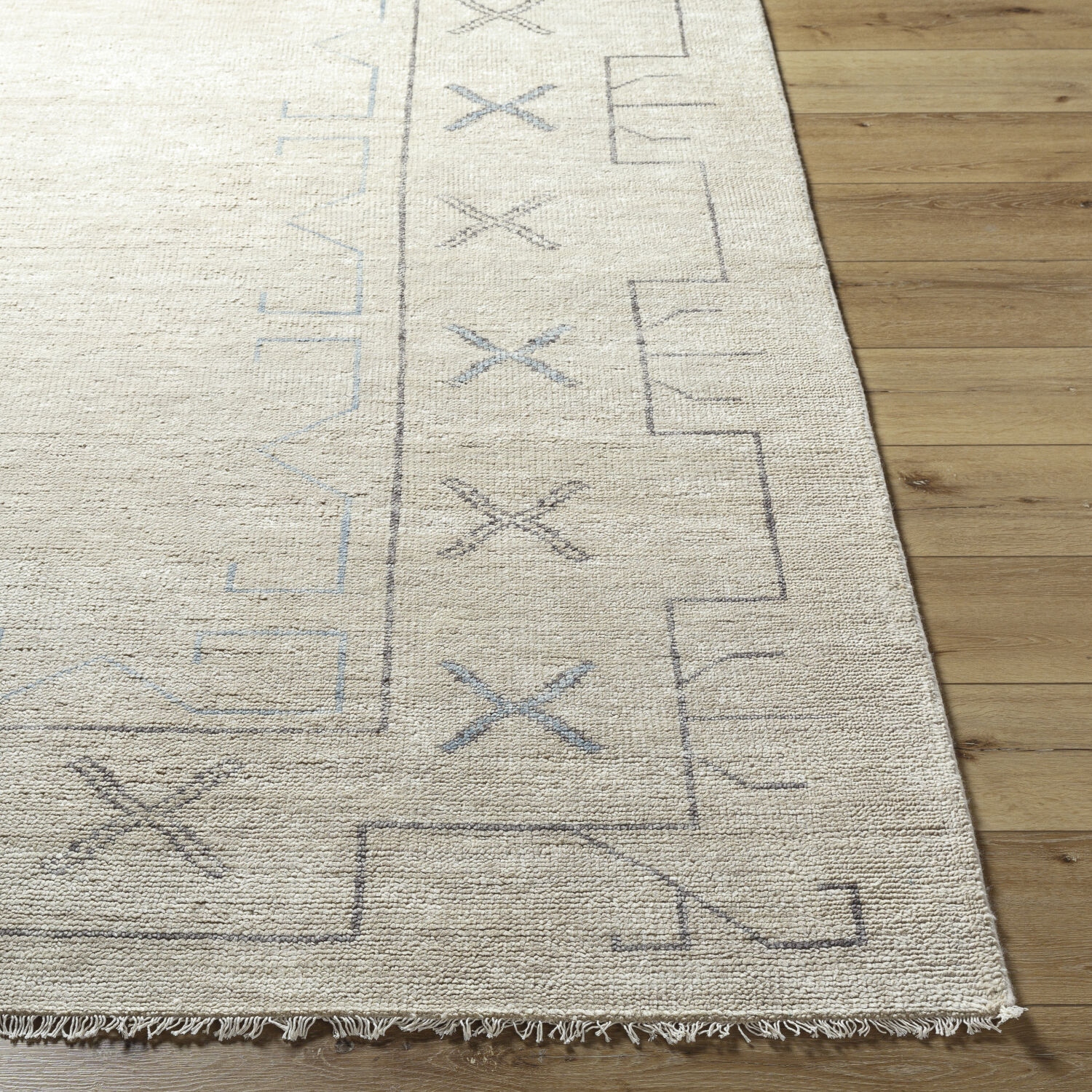 Riviera 36 X 24 inch Cream / Gray / Pale Blue Handmade Rug in 2 x 3