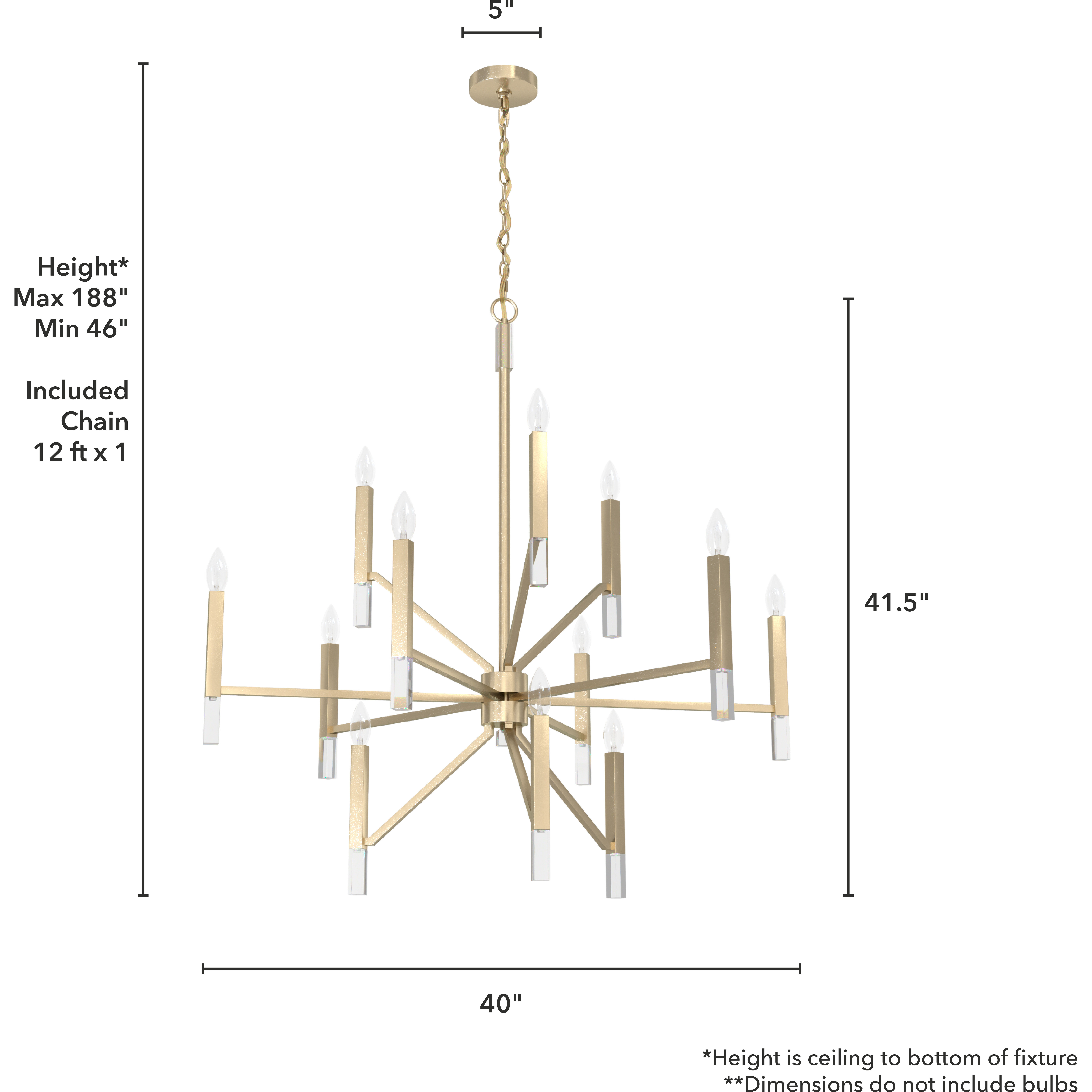 Sunjai 12 Light 40 inch Palm Gold Three Tier Chandelier Ceiling Light