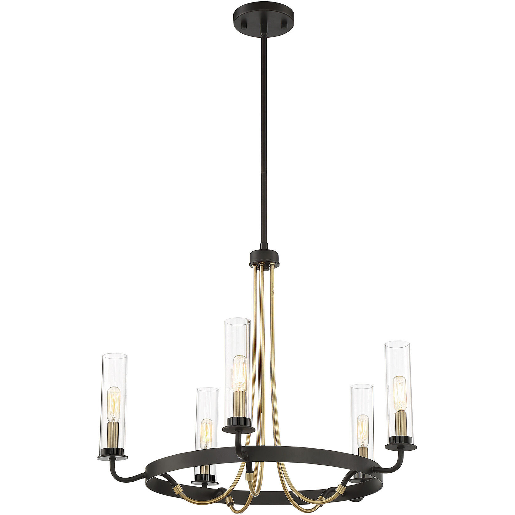 Kearney 5 Light 26 inch Vintage Black with Warm Brass Chandelier Ceiling Light