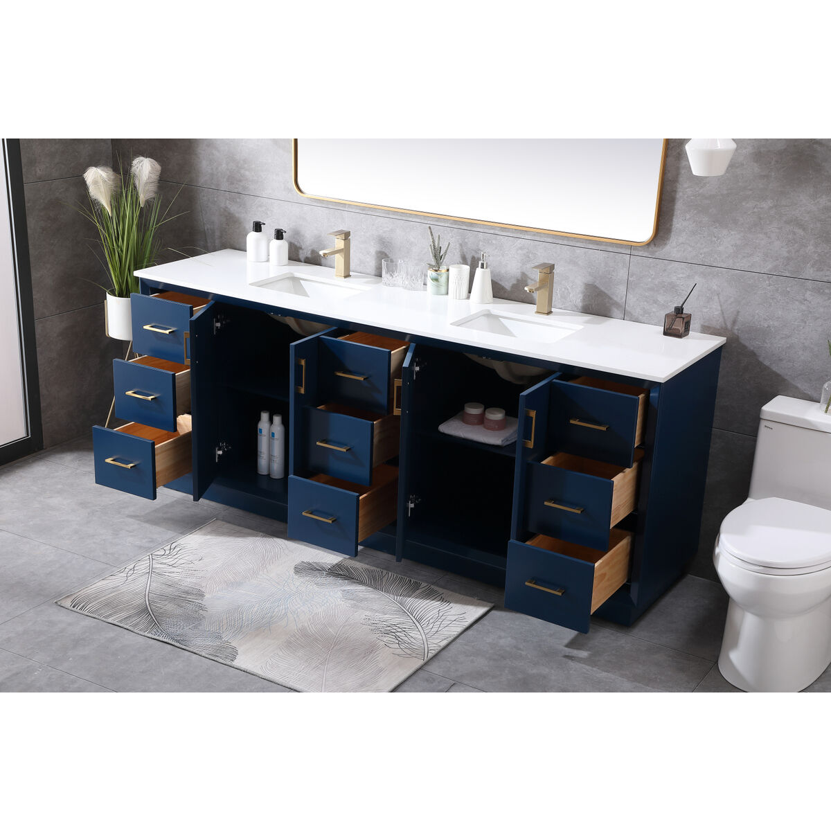 Hayes 84 X 22 X 35 inch Blue Vanity Sink Set