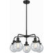 Beacon 5 Light 24 inch Matte Black Chandelier Ceiling Light in Seedy Glass