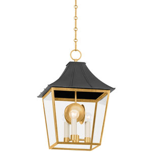 Staatsburg 3 Light 13.5 inch Vintage Gold Lead and Graphite Indoor Lantern Ceiling Light