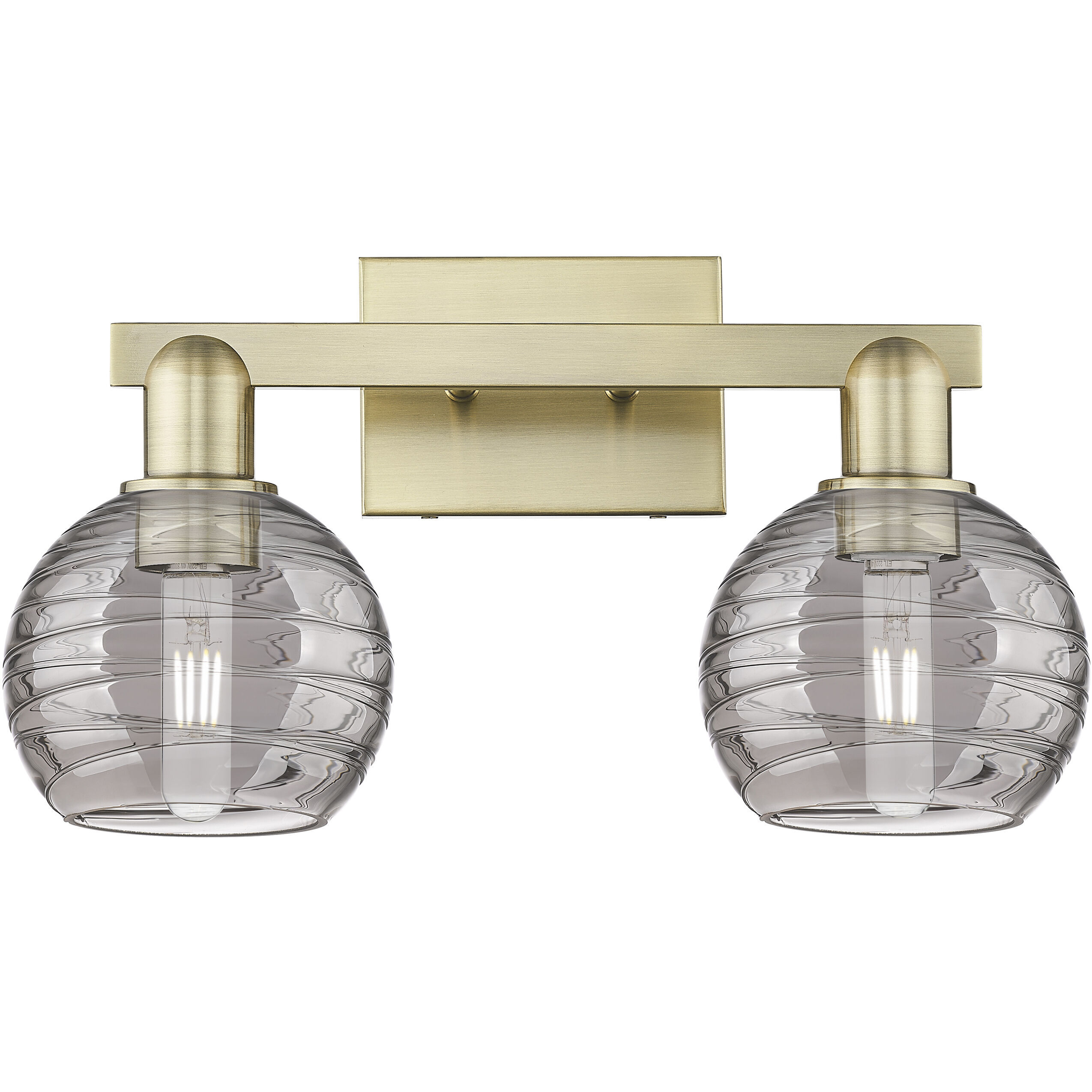 Athens Deco Swirl 2 Light 16 inch Antique Brass Bath Vanity Light Wall Light