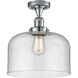 Franklin Restoration X-Large Bell 1 Light 12 inch Polished Chrome Semi-Flush Mount Ceiling Light in Seedy Glass, Franklin Restoration