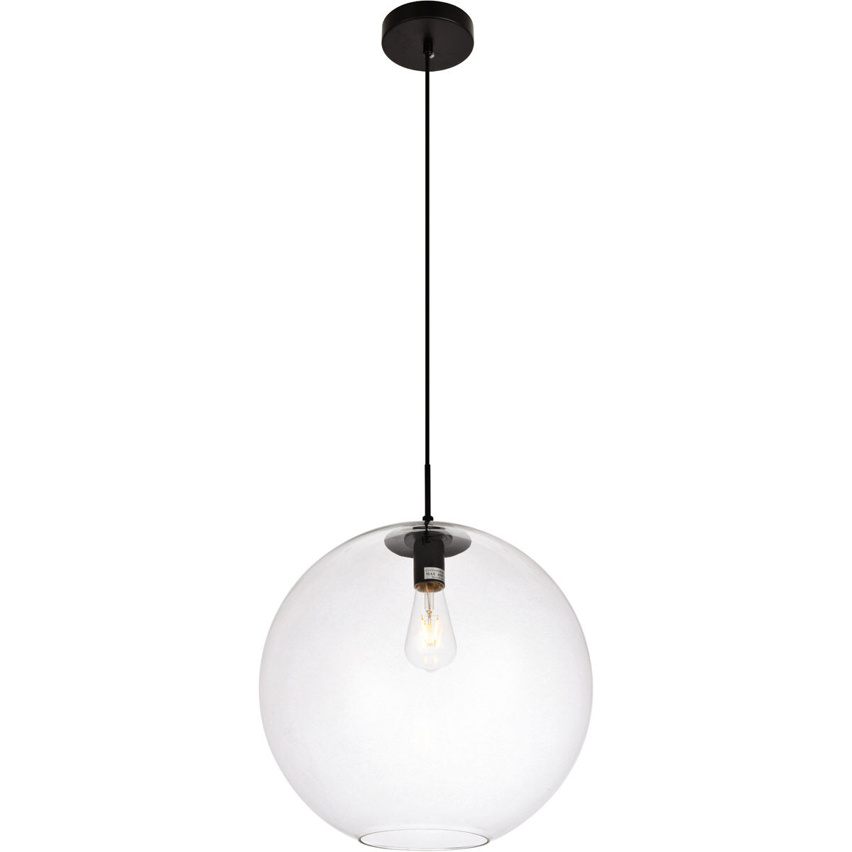 Placido 1 Light 16 inch Black and Clear Pendant Ceiling Light