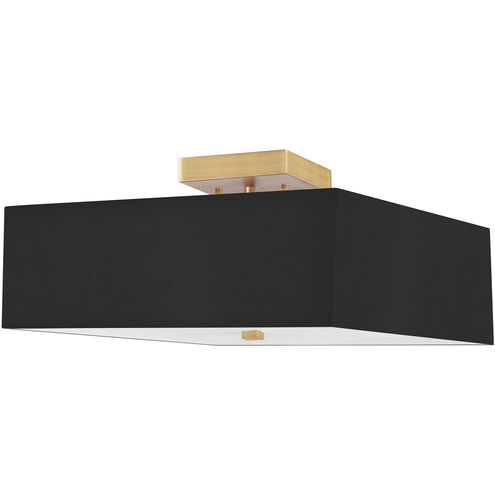 Seren 3 Light 14.25 inch Aged Brass with Black Semi-Flush Mount Ceiling Light