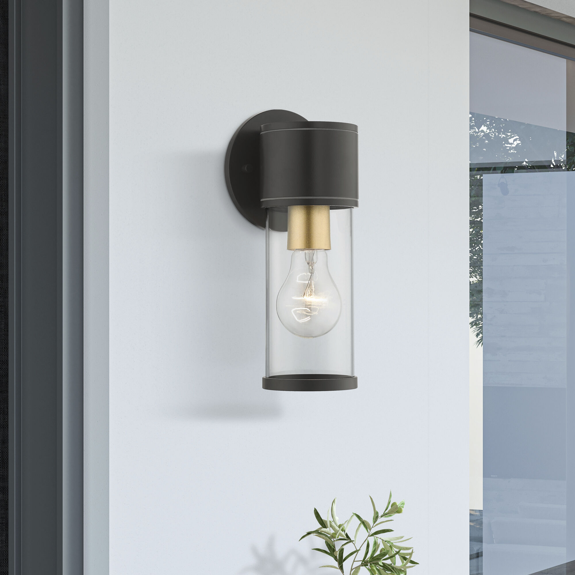 Atlantic 1 Light 4.5 inch Bronze with Antique Gold Finish Accents ADA Outdoor Small ADA Wall Lantern Wall Light