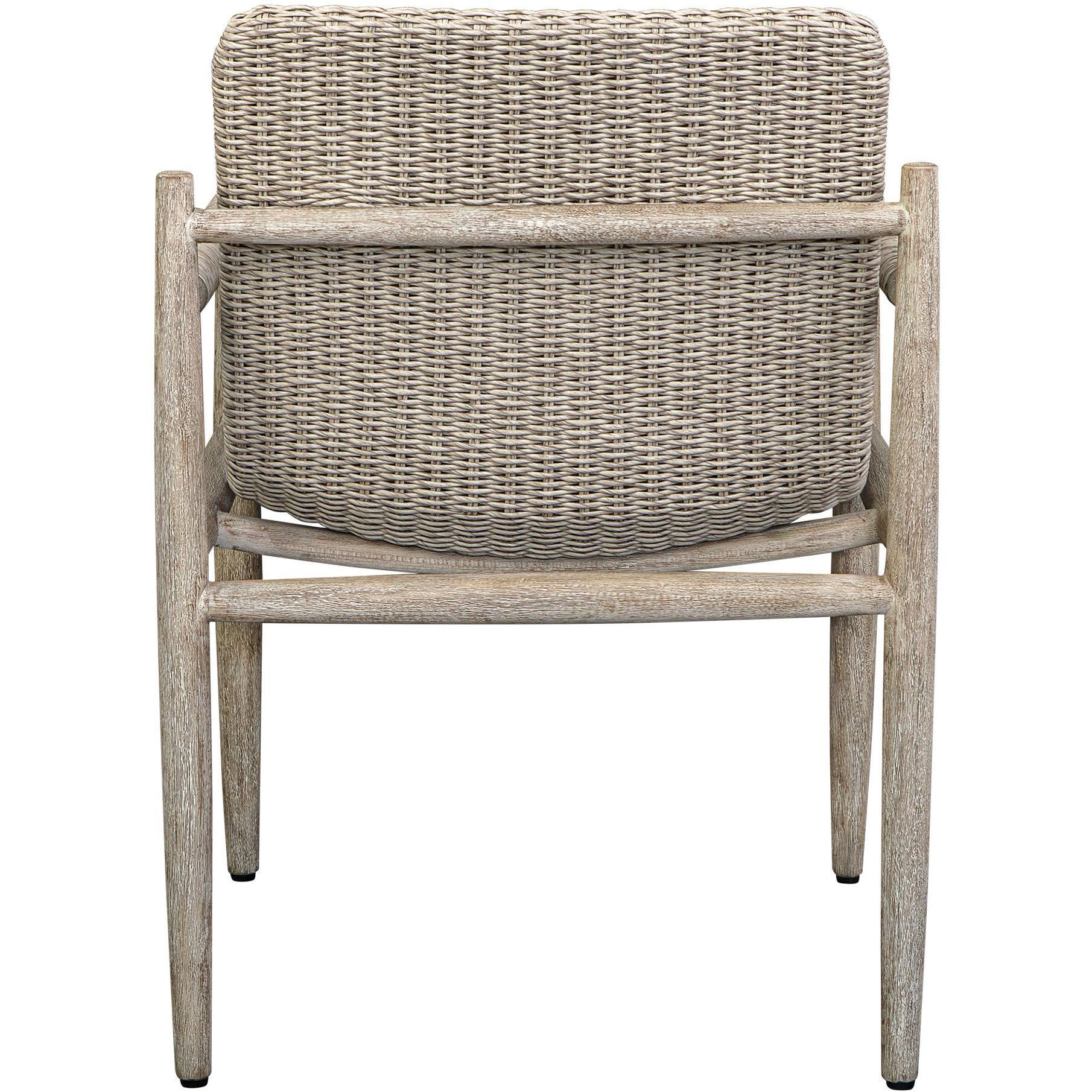 Sumba Light Gray and Cerused Wheat Mahogany Wood Outdoor Dining Chair