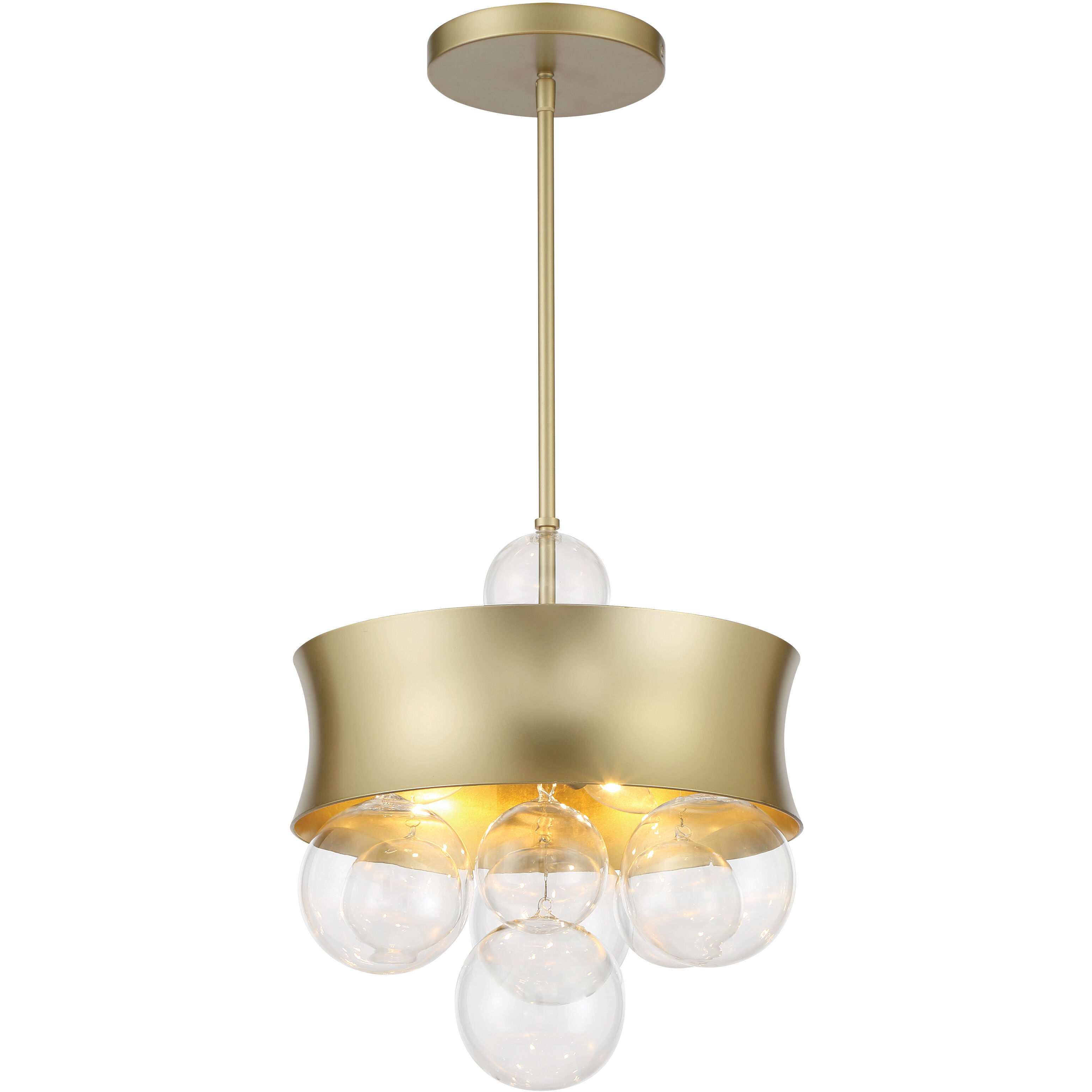 Verdi Square 3 Light 14 inch Soft Gold With Gold Leaf Convertible Pendant Ceiling Light