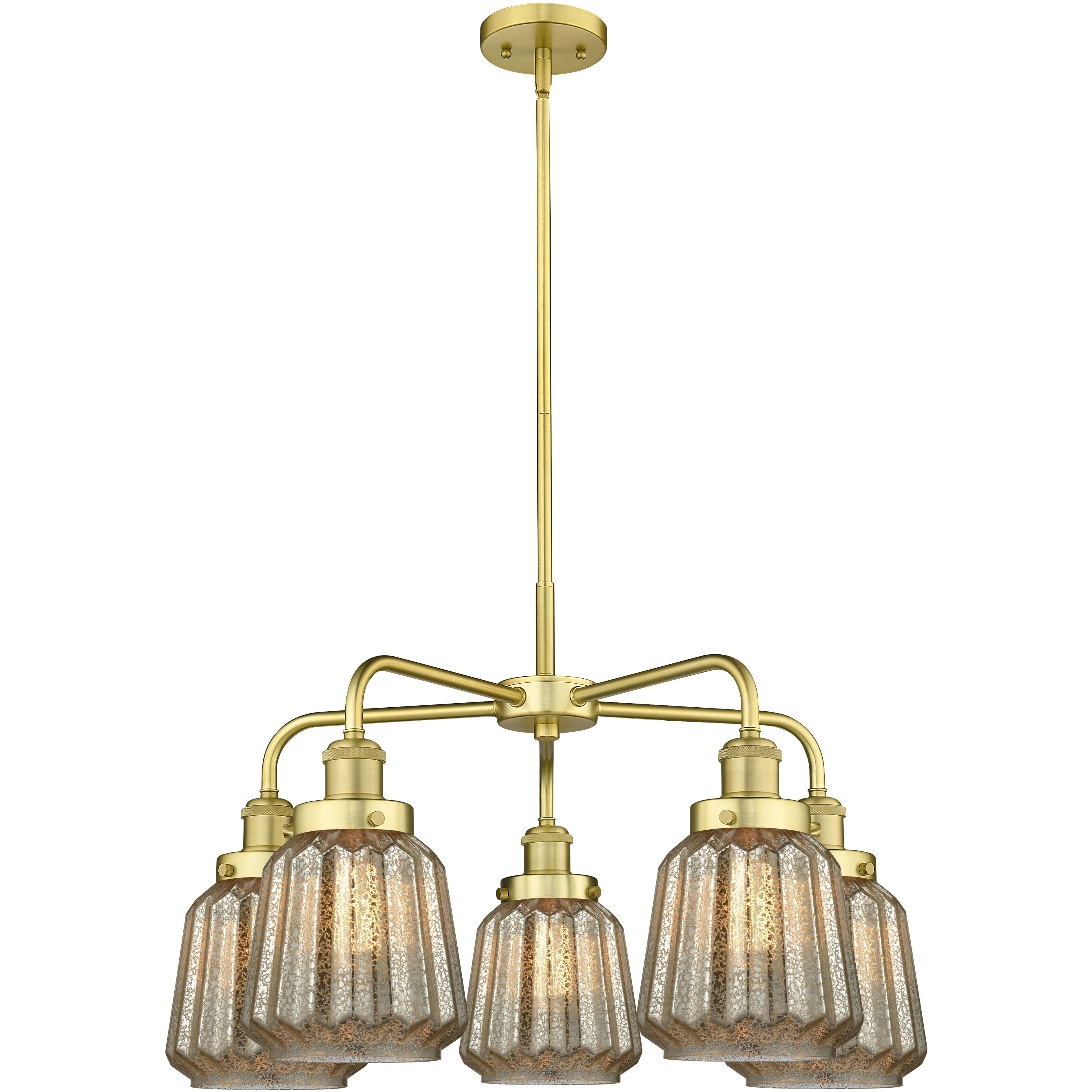 Chatham 5 Light 24.5 inch Satin Gold Chandelier Ceiling Light in Mercury Glass