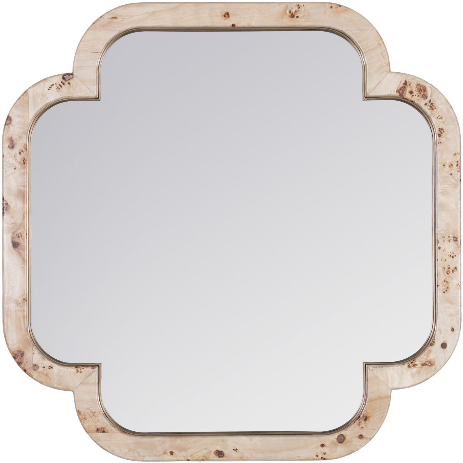 Swiss 50 X 50 inch Poplar Burl with Weathered Brass Wall Mirror, Varaluz Casa