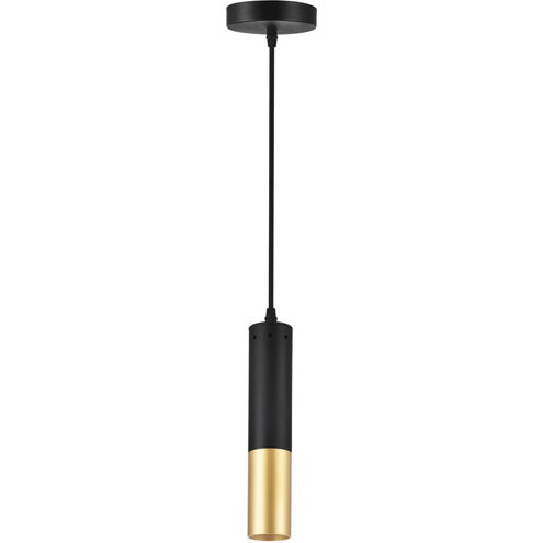 Anem 1 Light 2 inch Matte Black and Satin Gold Down Mini Pendant Ceiling Light