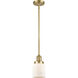 Franklin Restoration Bell 1 Light 5 inch Satin Gold Mini Pendant Ceiling Light in Incandescent, Matte White, Franklin Restoration
