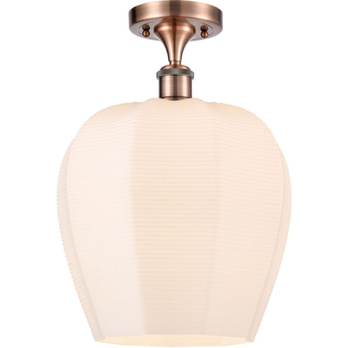 Ballston Norfolk LED 11.75 inch Antique Copper Semi-Flush Mount Ceiling Light in Matte White Glass