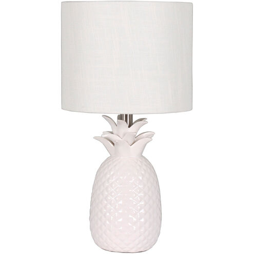 Pineapple 17 inch 60 watt Glossy White Table Lamp Portable Light, Simplee Adesso