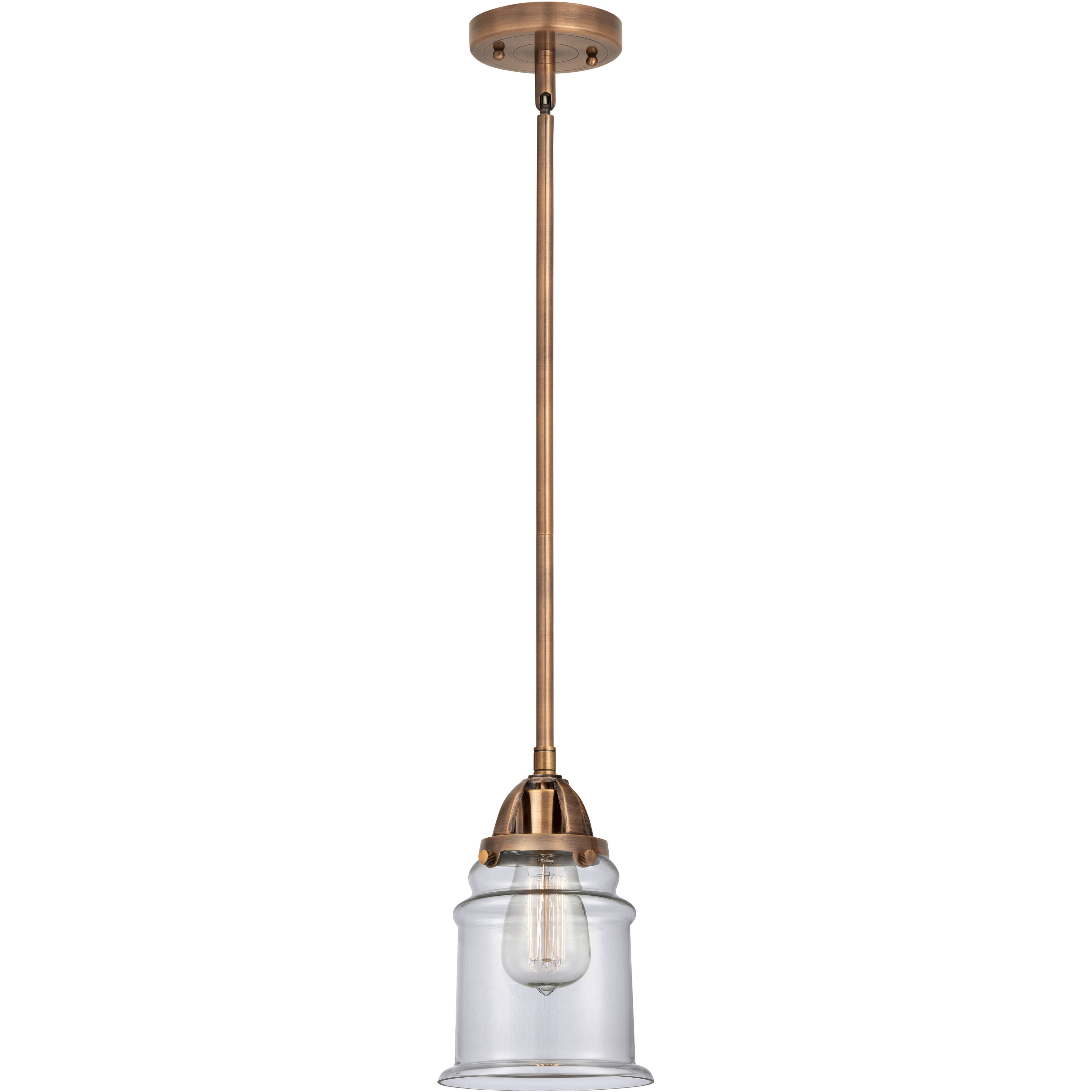Nouveau 2 Canton 1 Light 6 inch Antique Copper Mini Pendant Ceiling Light in Incandescent, Clear