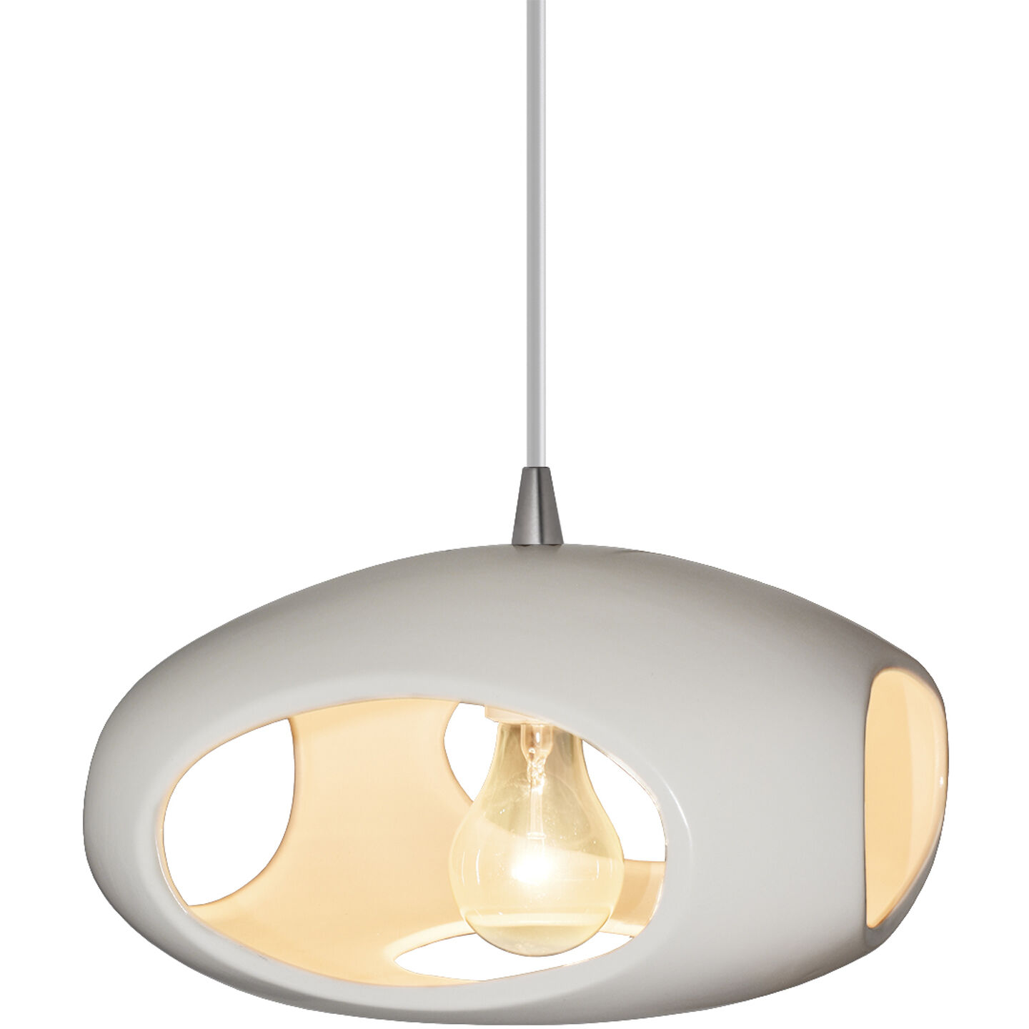 Radiance Collection 1 Light 12 inch Brushed Nickel and Matte White and White Pendant Ceiling Light