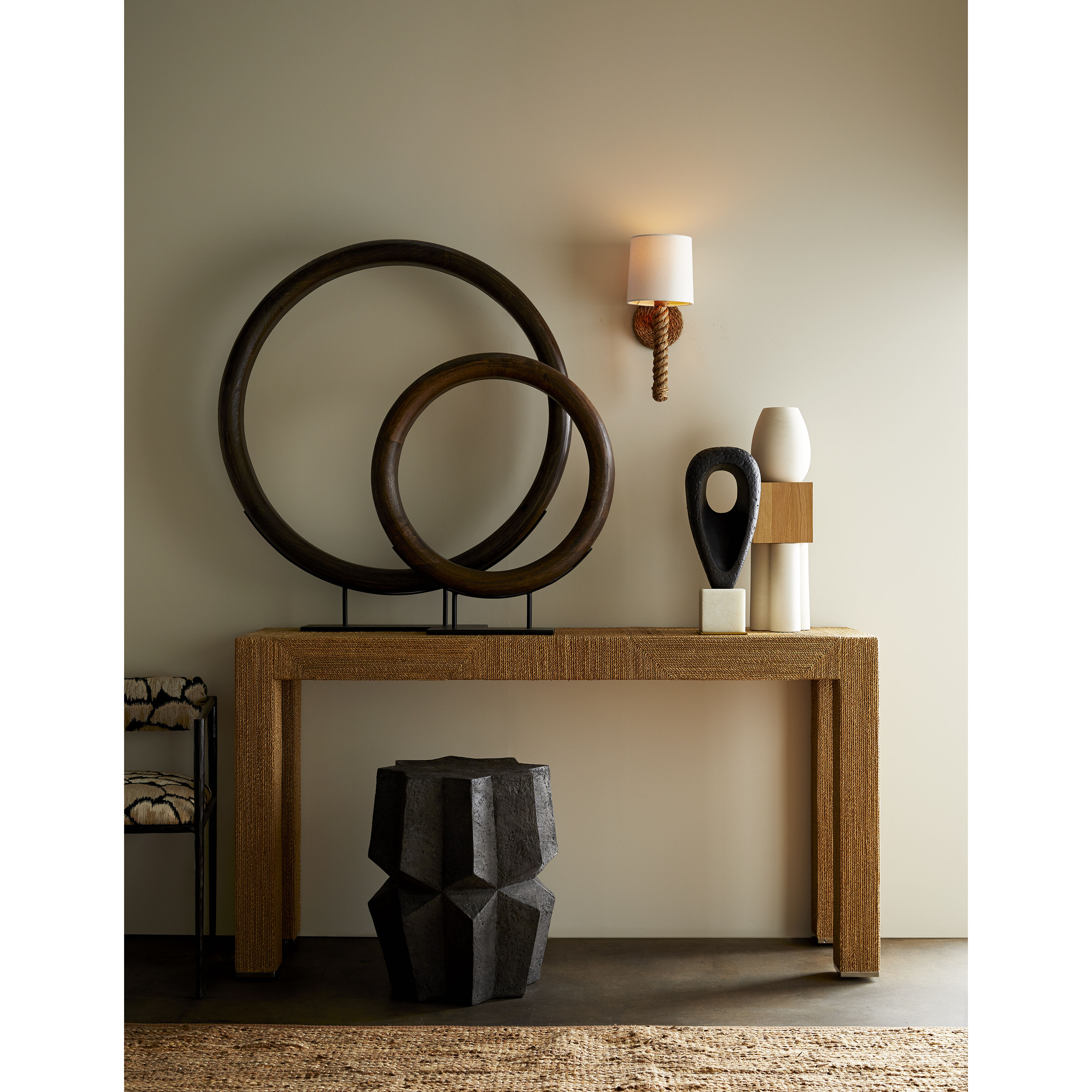 Douglas 1 Light 9 inch Natural and Brass Sconce Wall Light