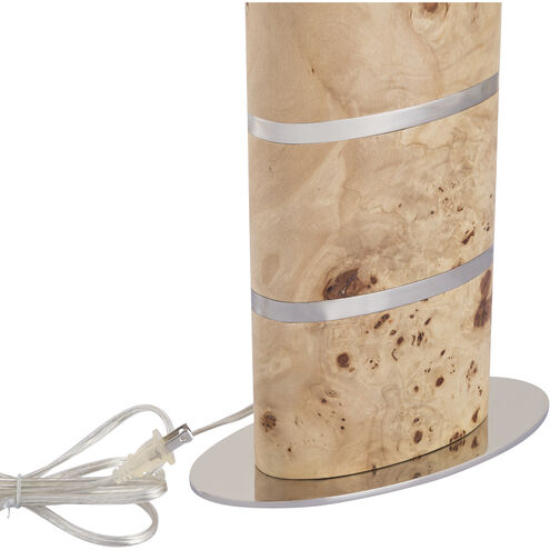 Cahill 28 inch 100 watt Natural Burl and Polished Nickel Table Lamp Portable Light
