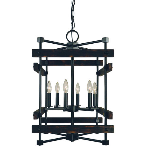 Rustic Chic 6 Light 17 inch Matte Black Dining Chandelier Ceiling Light